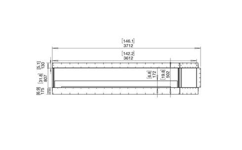 Ecosmart Fire Flex 140LC.BXR Left Corner Fireplace Insert - Black Finish / Stainless Steel Burner - ESF.FX.140LC.BXR